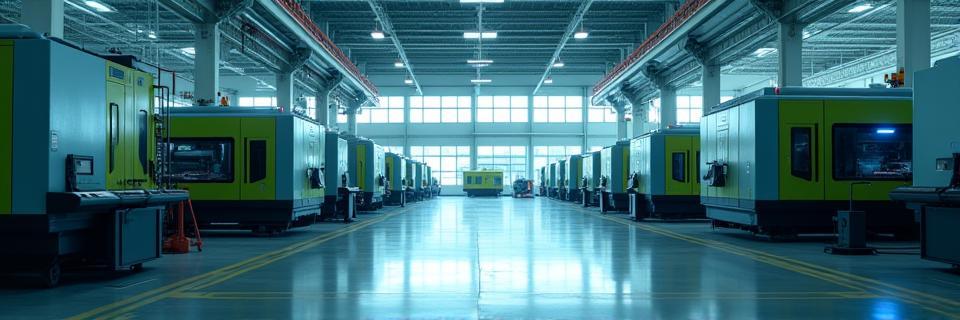 Modern bir fabrika içi ağır makine parkuru